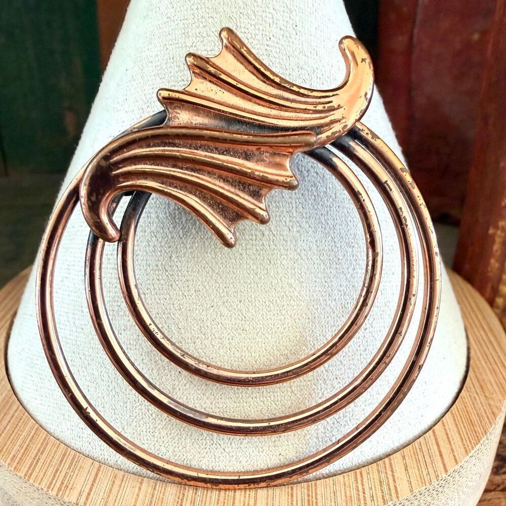 Renoir Copper Modernist Spiral Brooch Mid Century